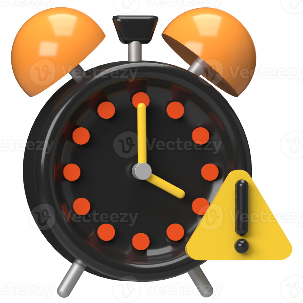 Alarm Clock with Yellow Exclamation Symbol png