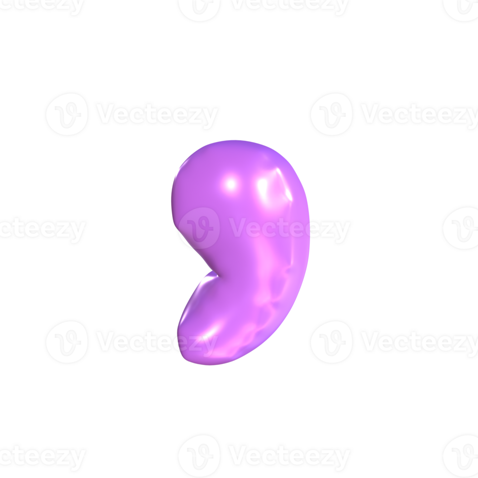 3D Ilustration Comma Drop Curve png