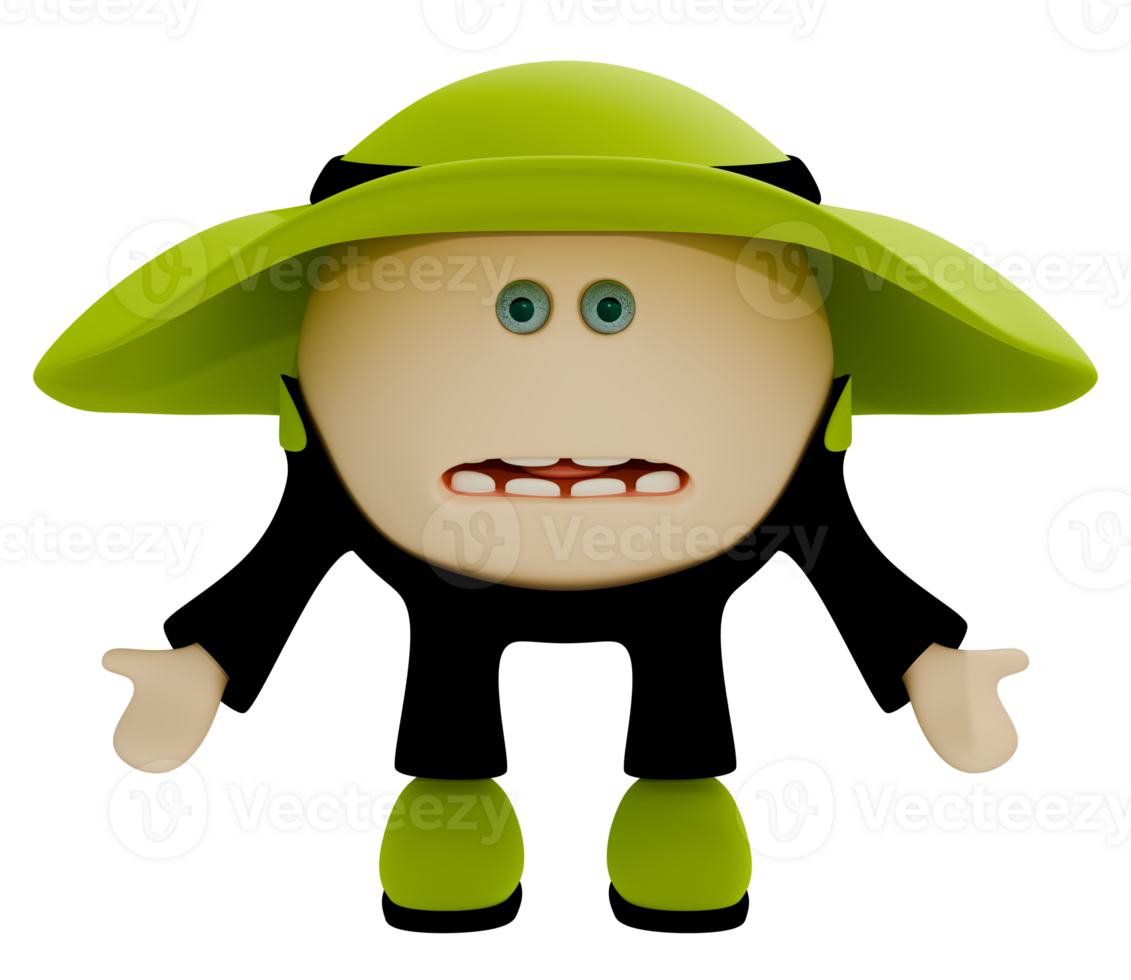 A cartoon toy wearing a green hat png