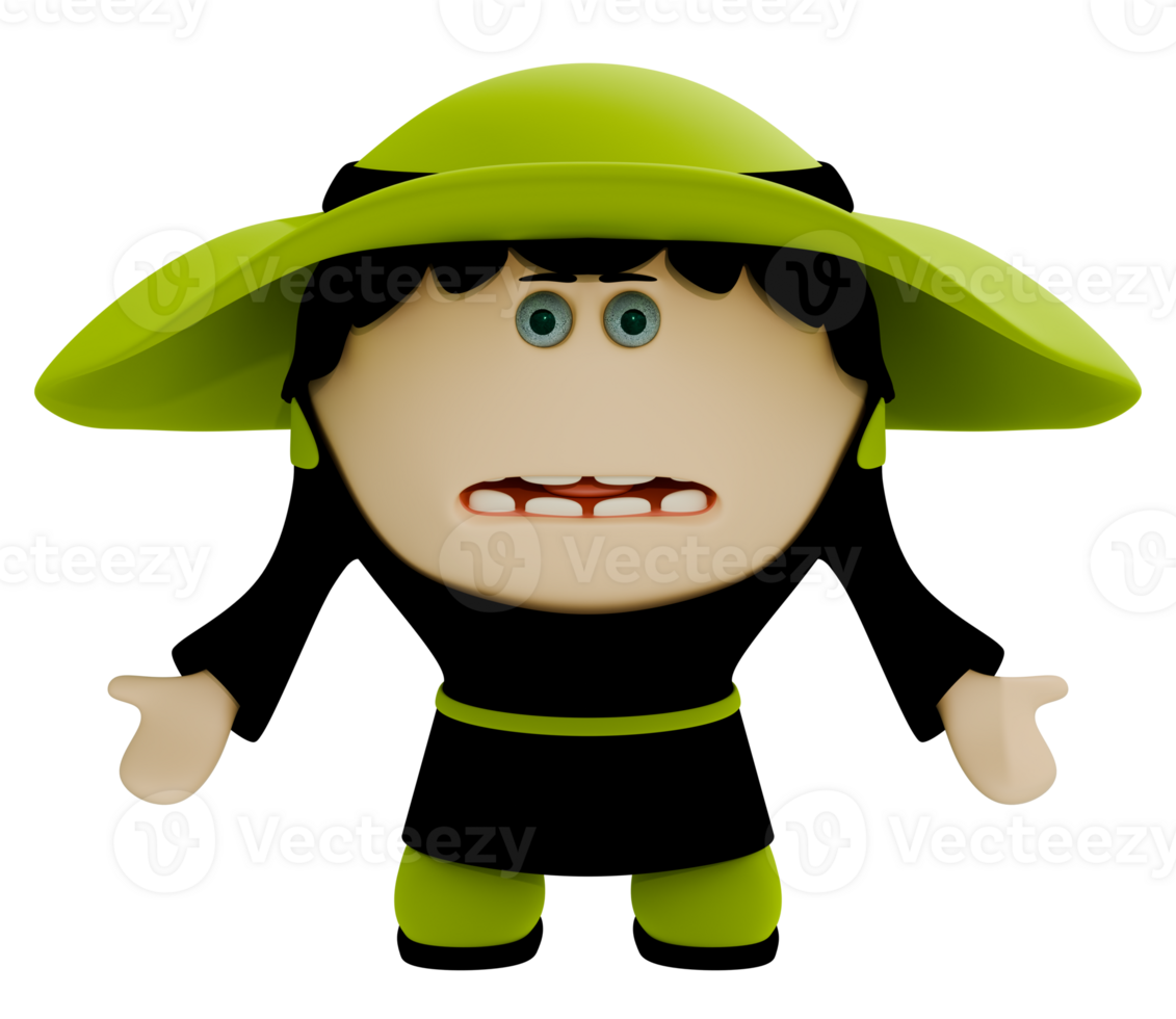 A cartoon doll amazing wearing a green hat png
