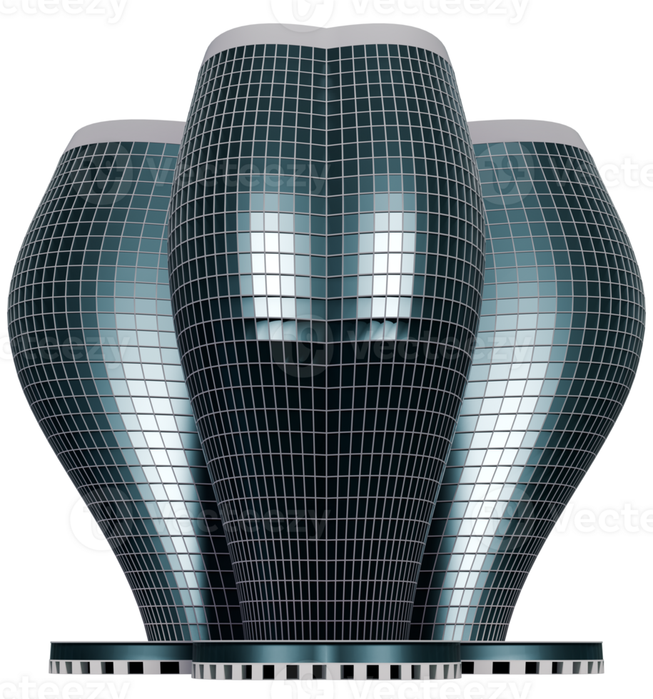 Model of a modern skyscraper in the shape of a clover png