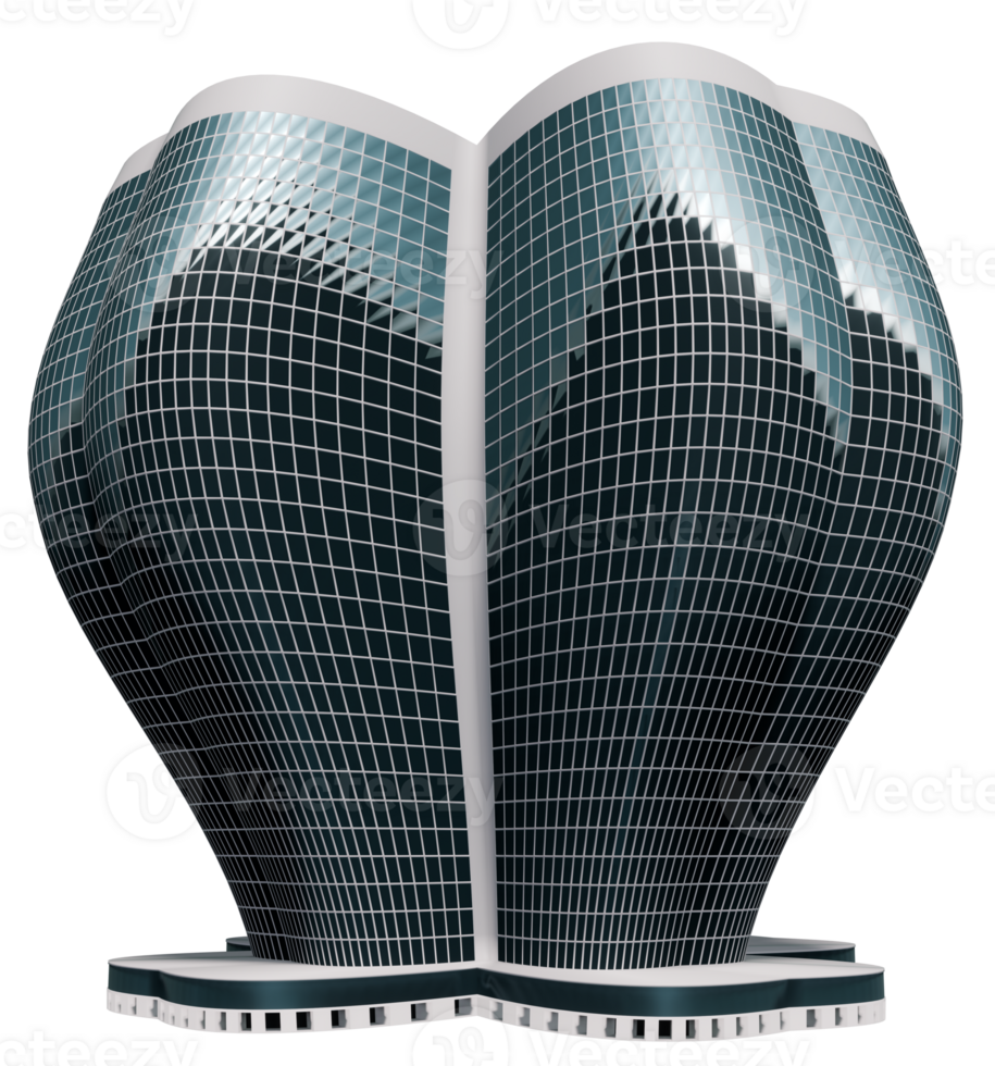 3d model of a modern skyscraper in the shape of a clover png