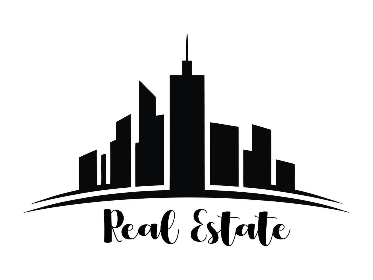 Real estate logo with skyscrapers vector