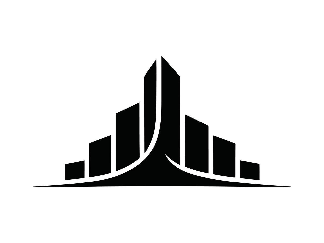 A black and white logo of a skyscraper vector
