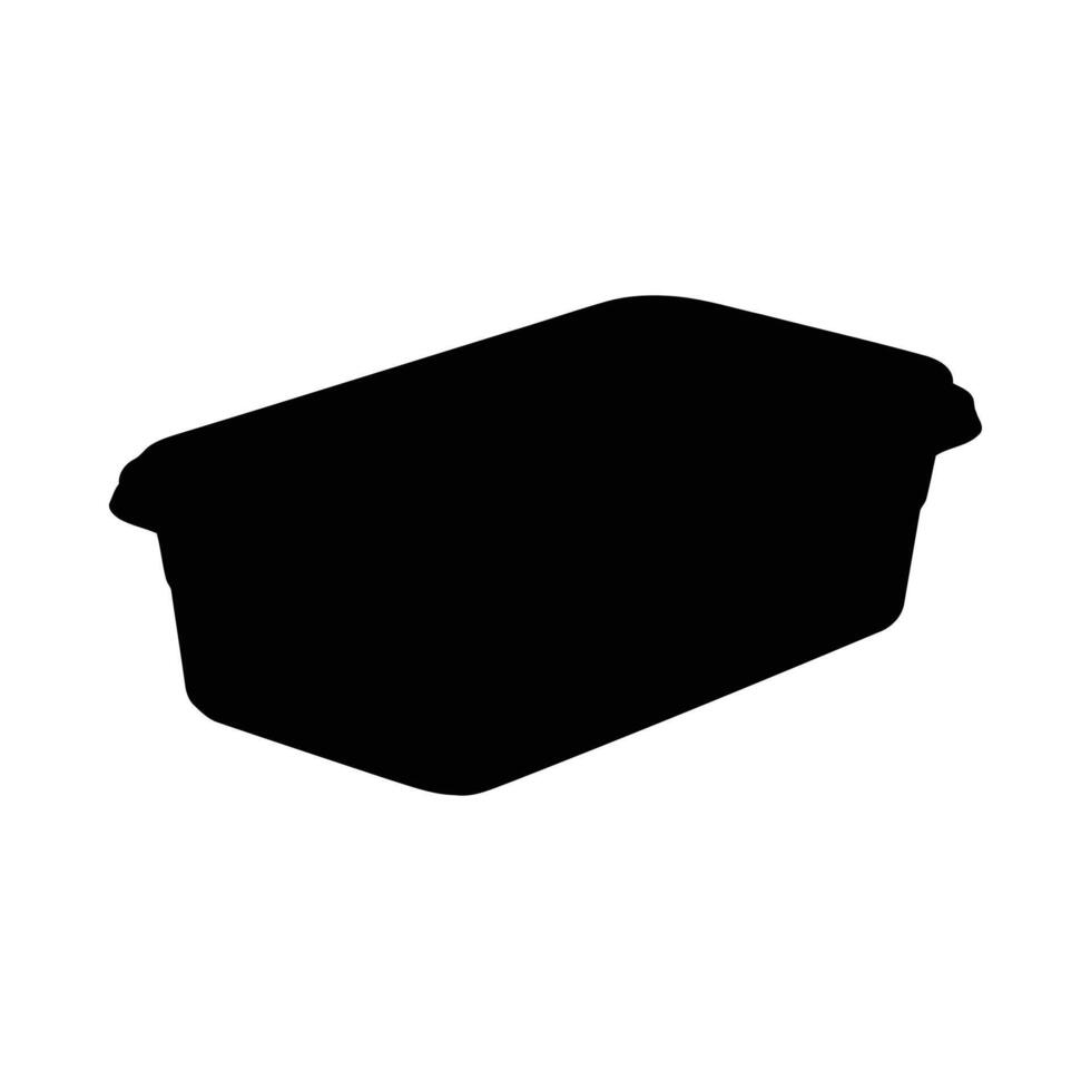 Black container storage box plastic bin organizer utility home organization household supplies rectangular shape solid silhouette vector