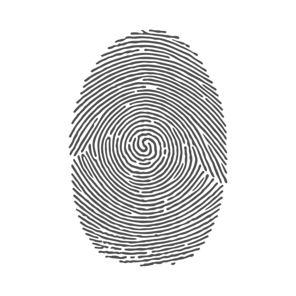 Unique identification security identity personal print human forensic crime evidence scan graphic silhouette vector