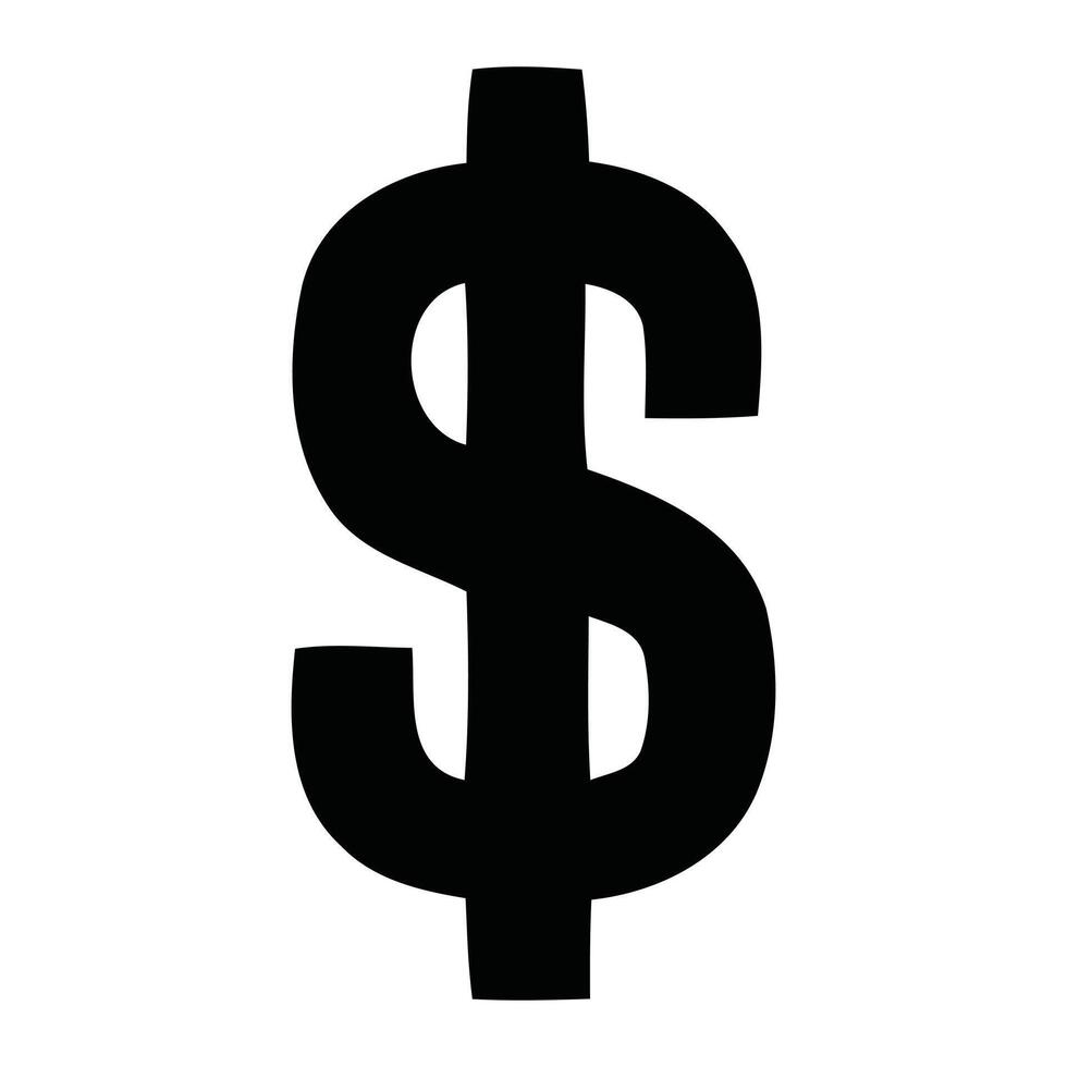 A black and white dollar sign icon on a white background vector