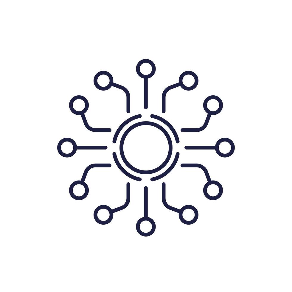hub icon, line design vector