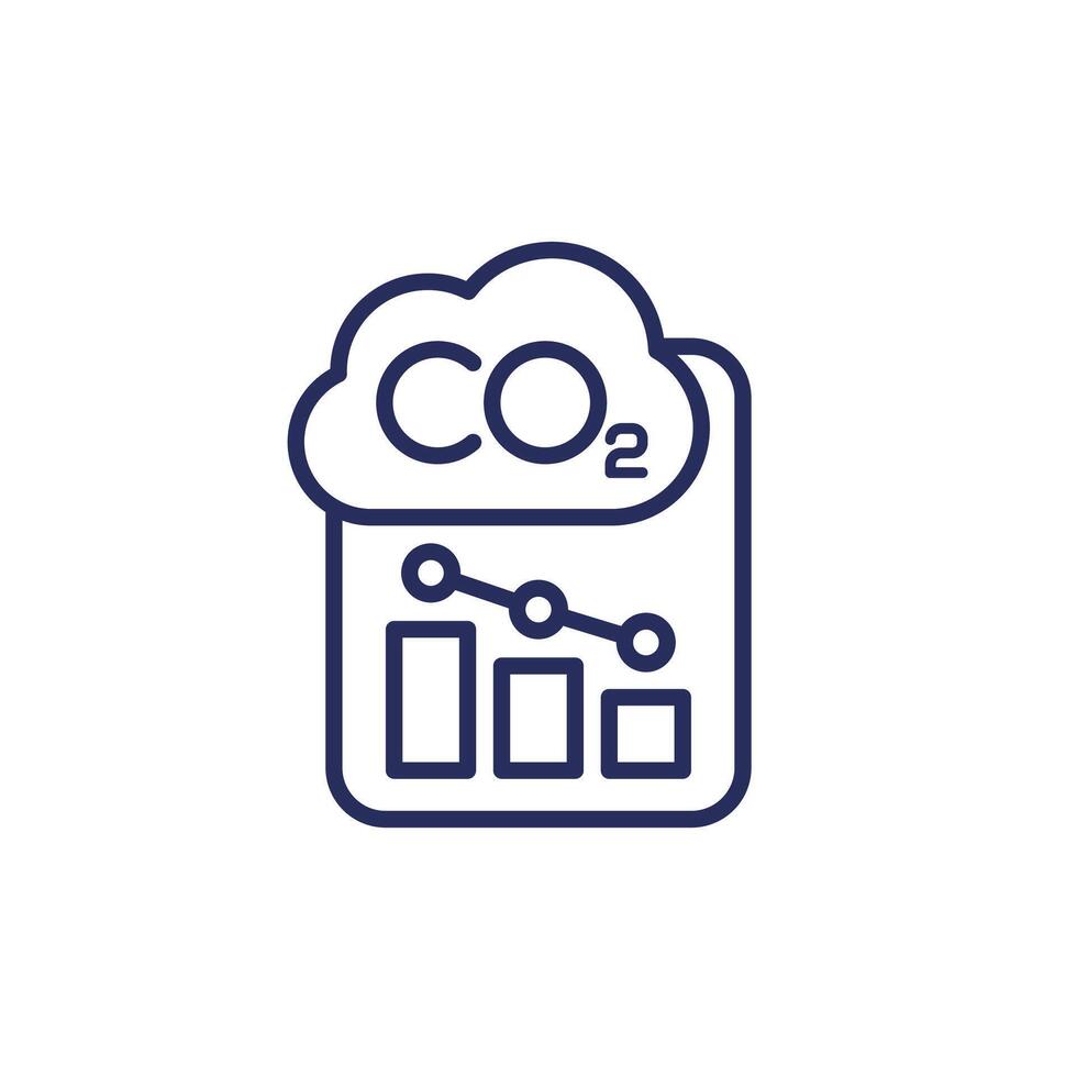 carbon emission reduction report line icon vector