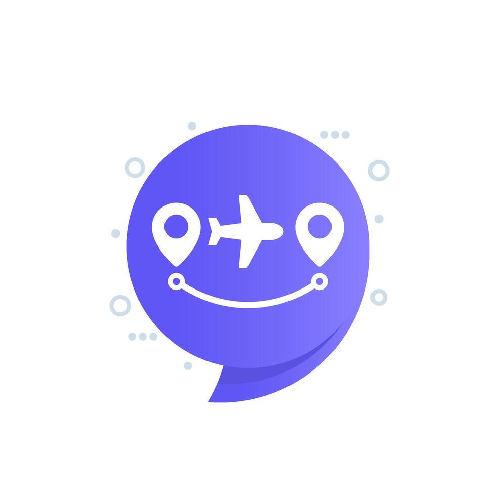 Flight route icon with an air plane vector