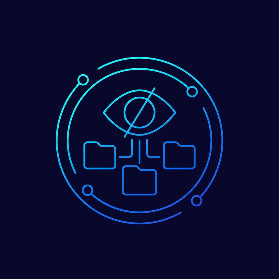 hidden folders icon, linear design vector