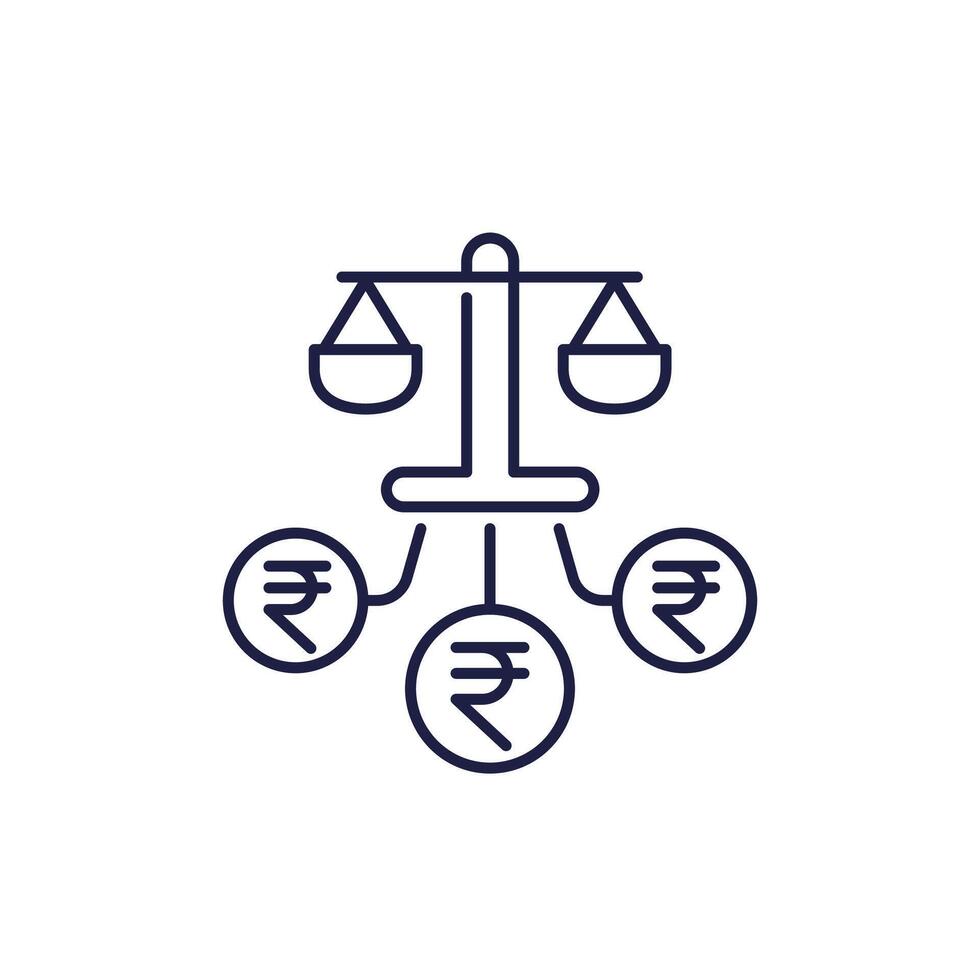 legal costs line icon with rupee vector