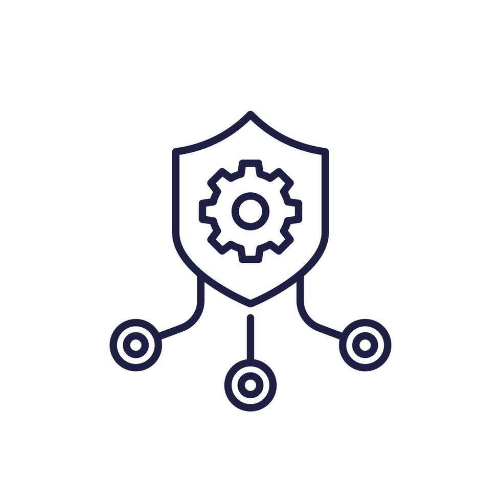 security management line icon with shield vector