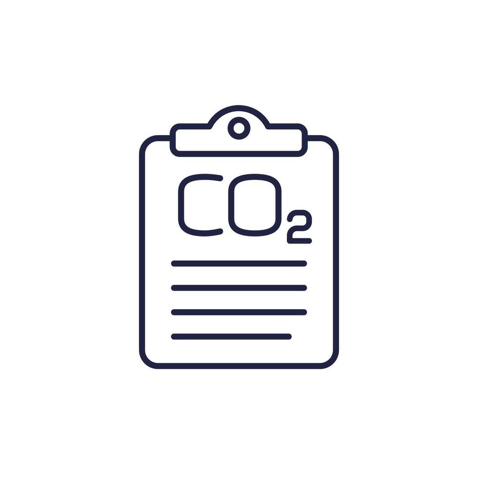 co2 report line icon on white vector