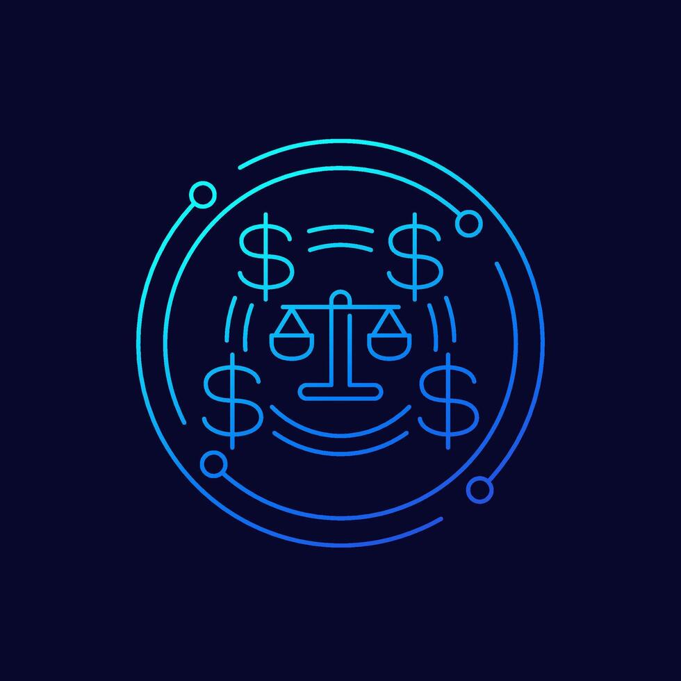 legal costs icon, money for lawsuit, linear design vector