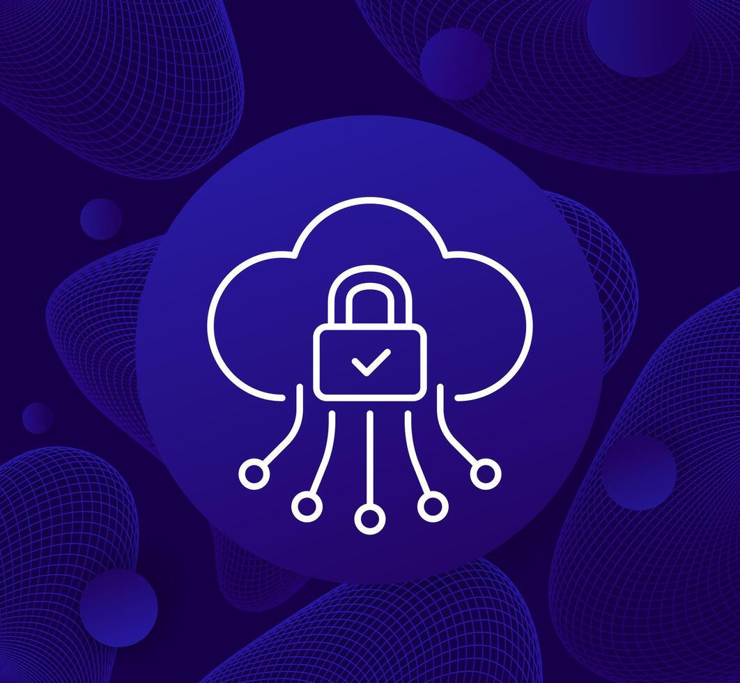 secure cloud line icon for web and apps vector