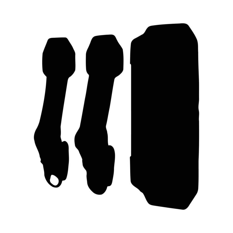 Black silhouette drawing of dumbbells and a rectangular shape fitness strength training equipment workout vector