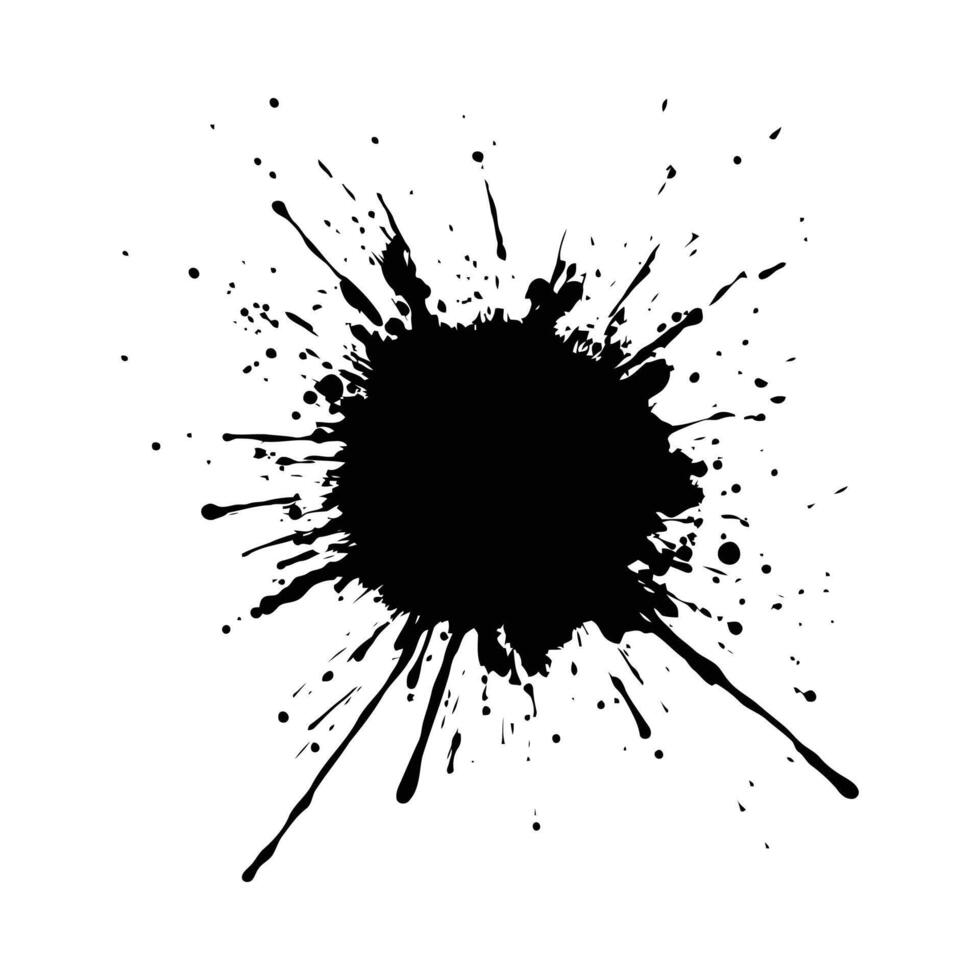 Isolated splash ink stain blot design element graphic artistic abstract grunge splatter paint black shape silhouette vector