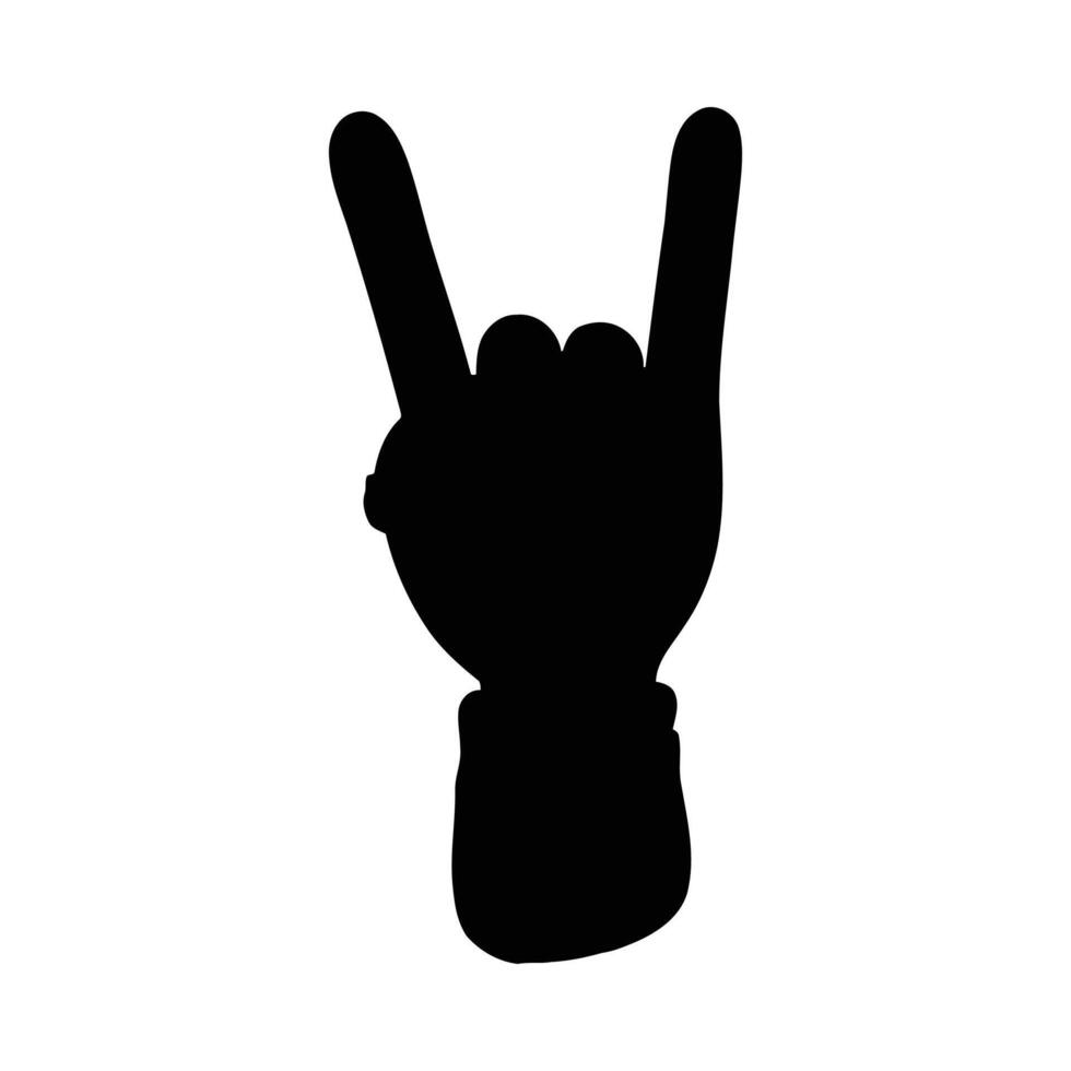 Black silhouette hand gesture representing rock and roll music or heavy metal concerts vector
