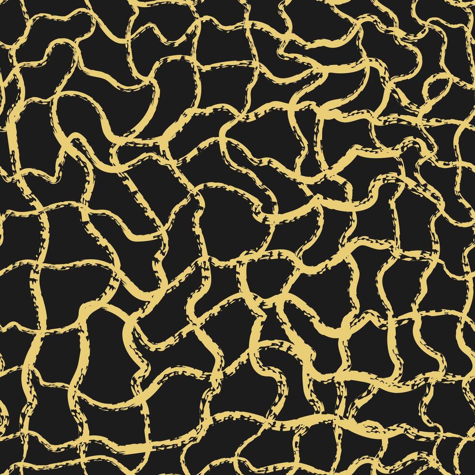 Brush drawn wavy lines seamless pattern on black. Abstract geometric modern background with continuous lines. Trendy textured print for textile, fabric, wallpaper, wrapping, scrapbook and packaging vector