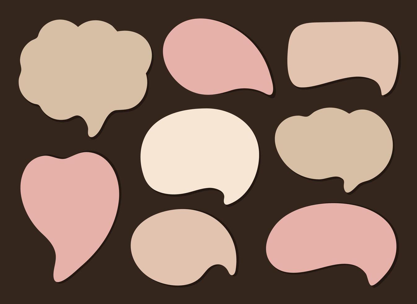 A collection of pastel-colored speech bubbles. Stickers with blank message icons for conversation forms. Abstract shapes with text space for chats, planning sessions, and social media vector