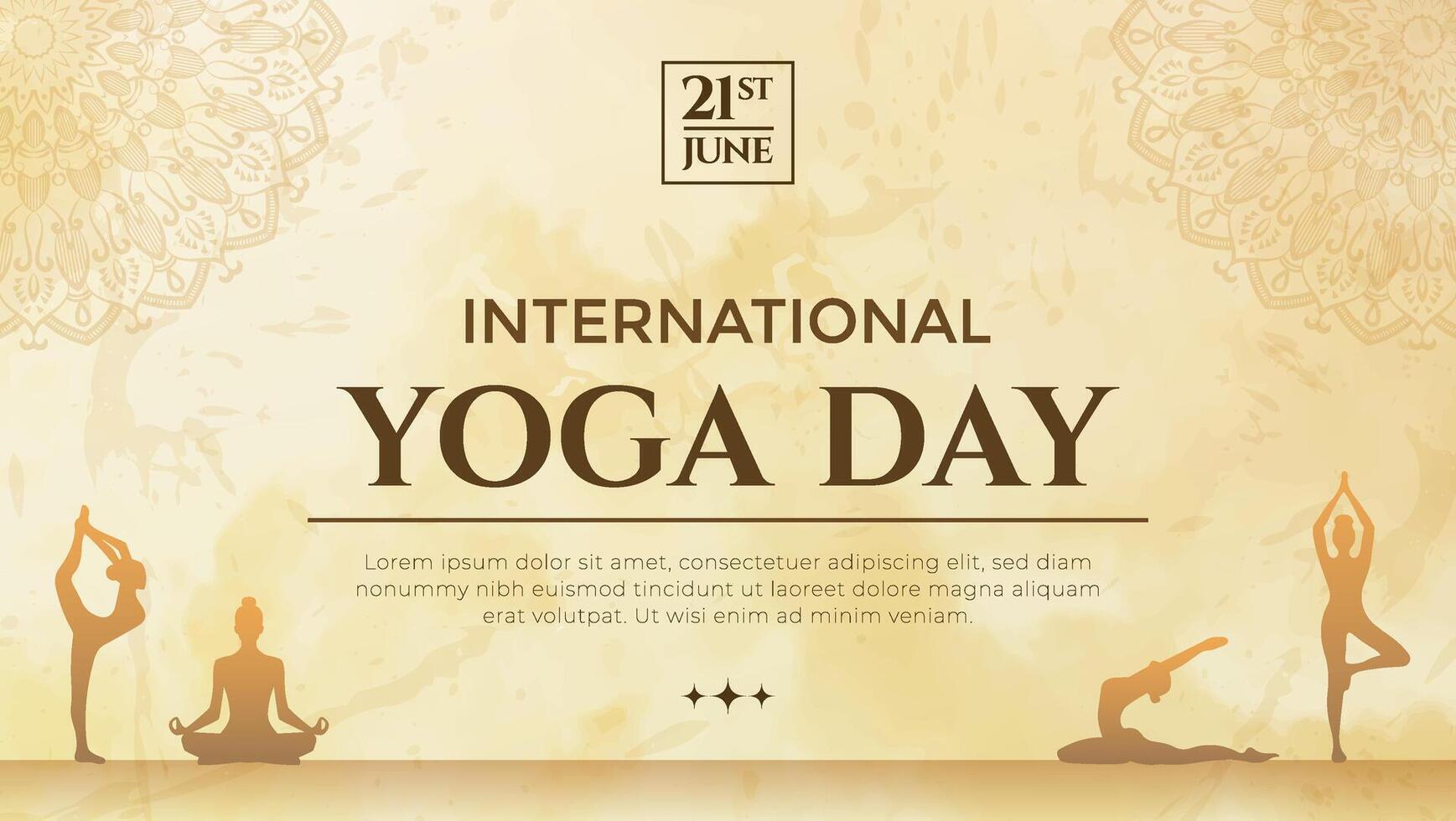 International Yoga Day Celebrated with Meditative Poses and Mandala Art Background vector