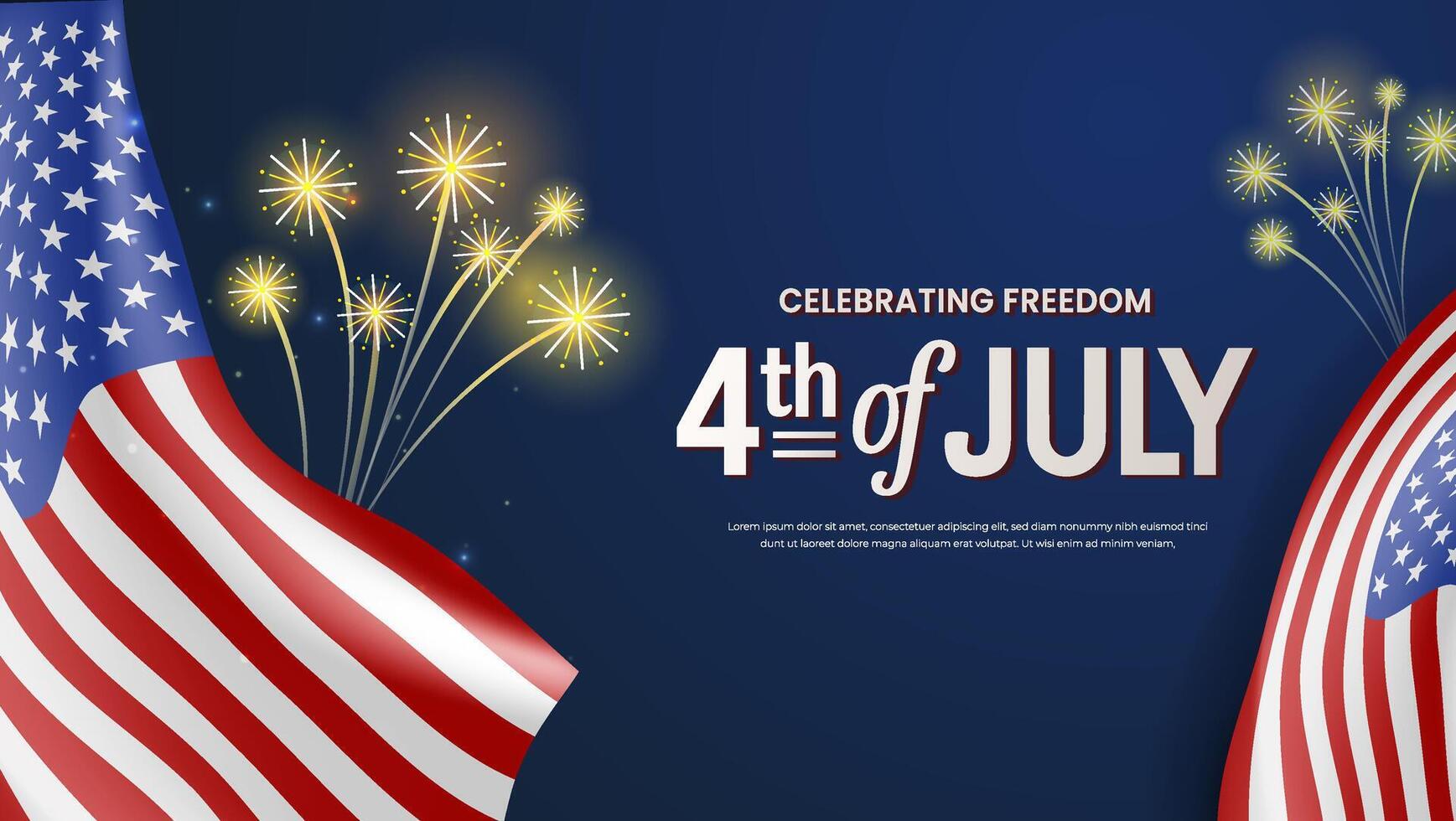 4th of July fireworks and flags vector