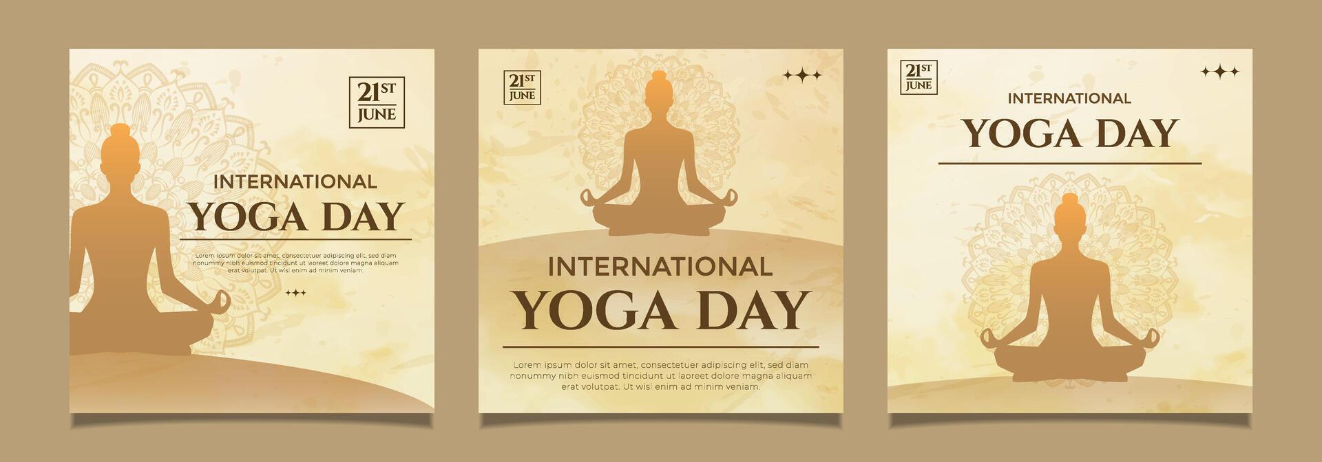 Set Elegant Design for International Yoga Day with Meditation Motif vector