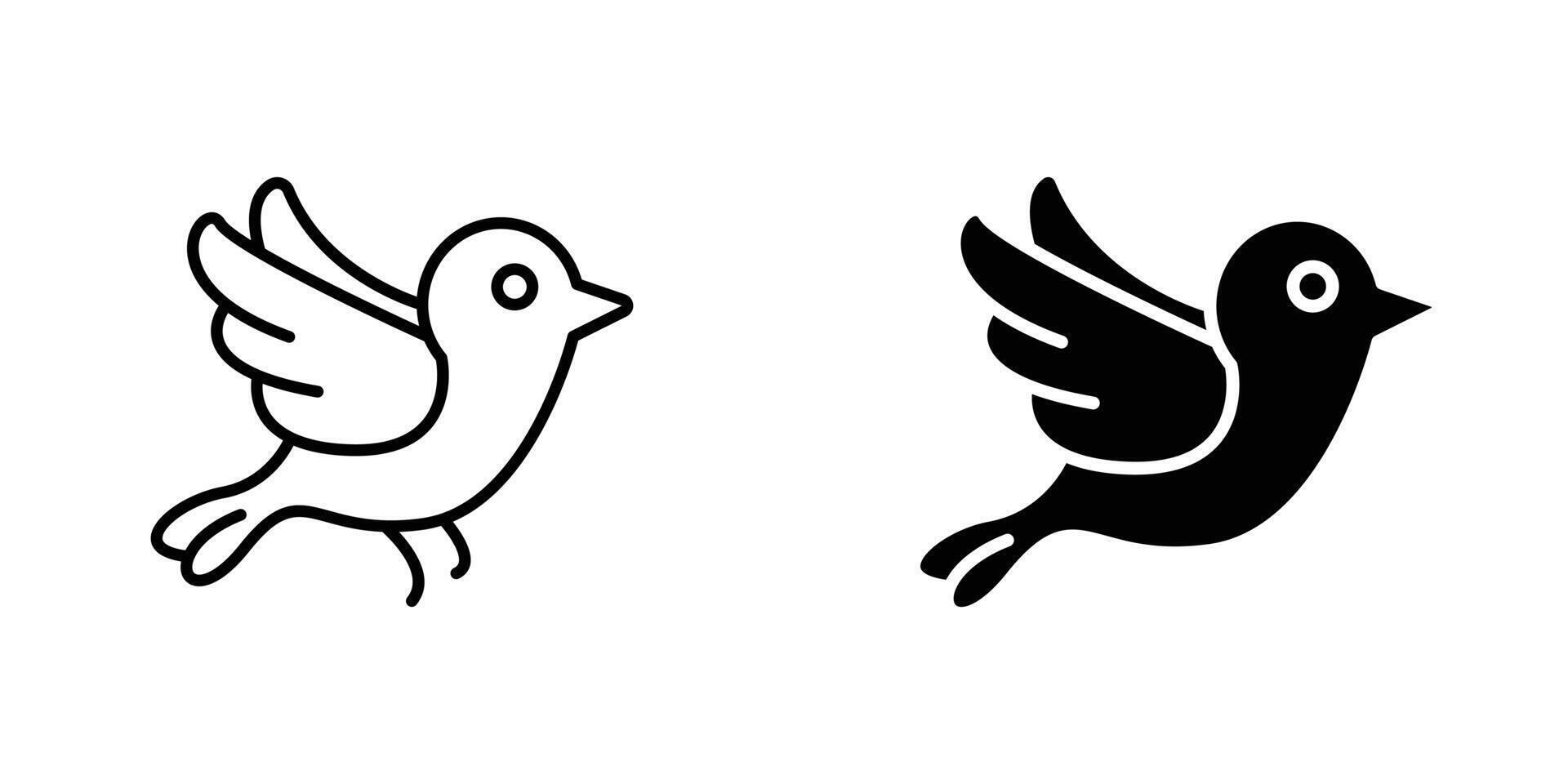 Two black and white birds with wings vector