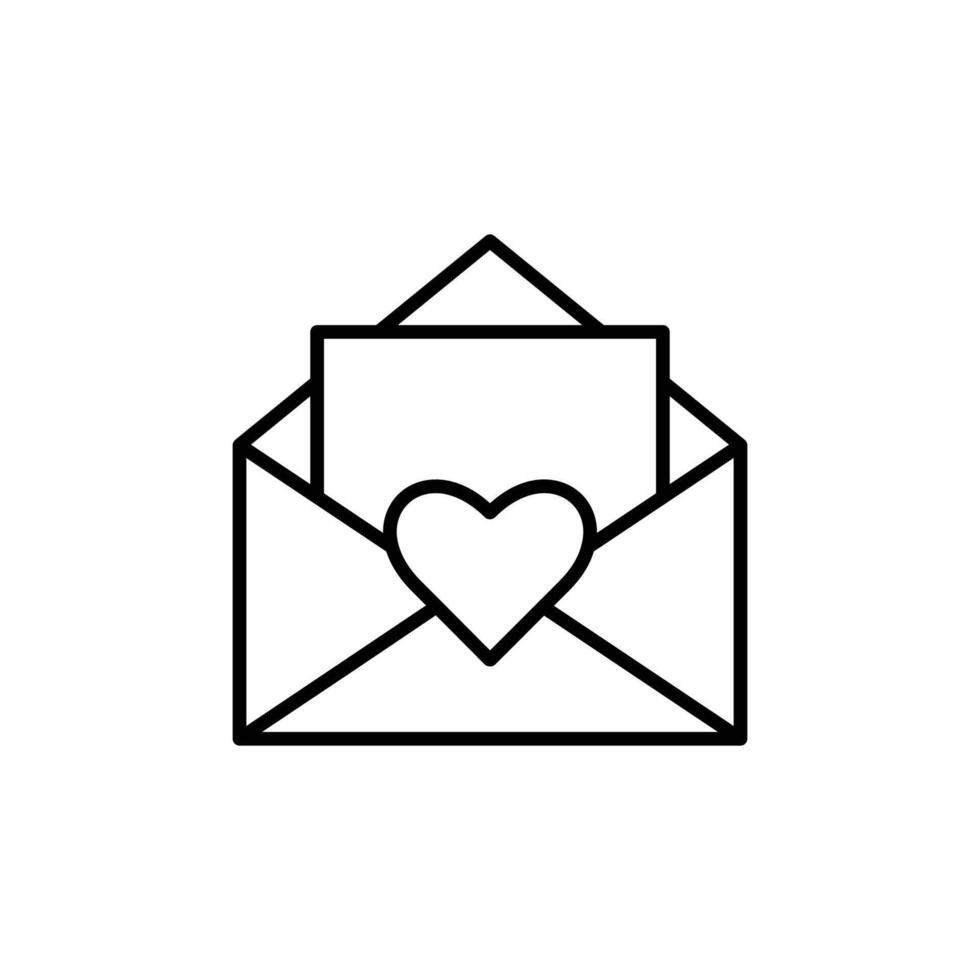 line sign paper sent letter mail icon. envelope with a heart icon. Love message sign vector