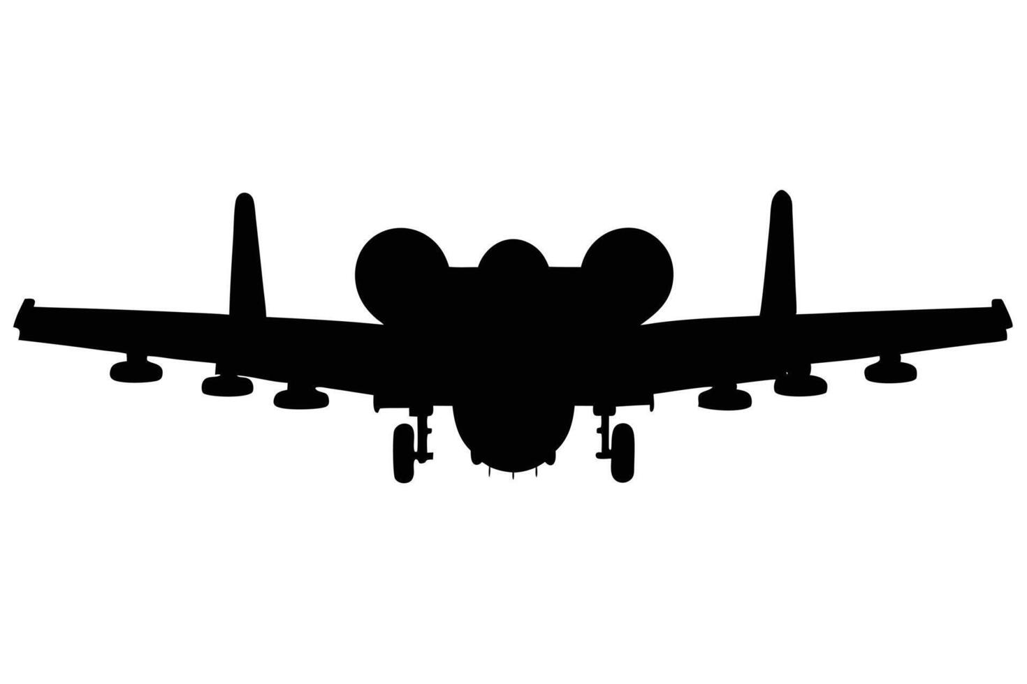 Striking Silhouette of A10 Thunderbolt II Detailed Aviation Art Illustration Design vector