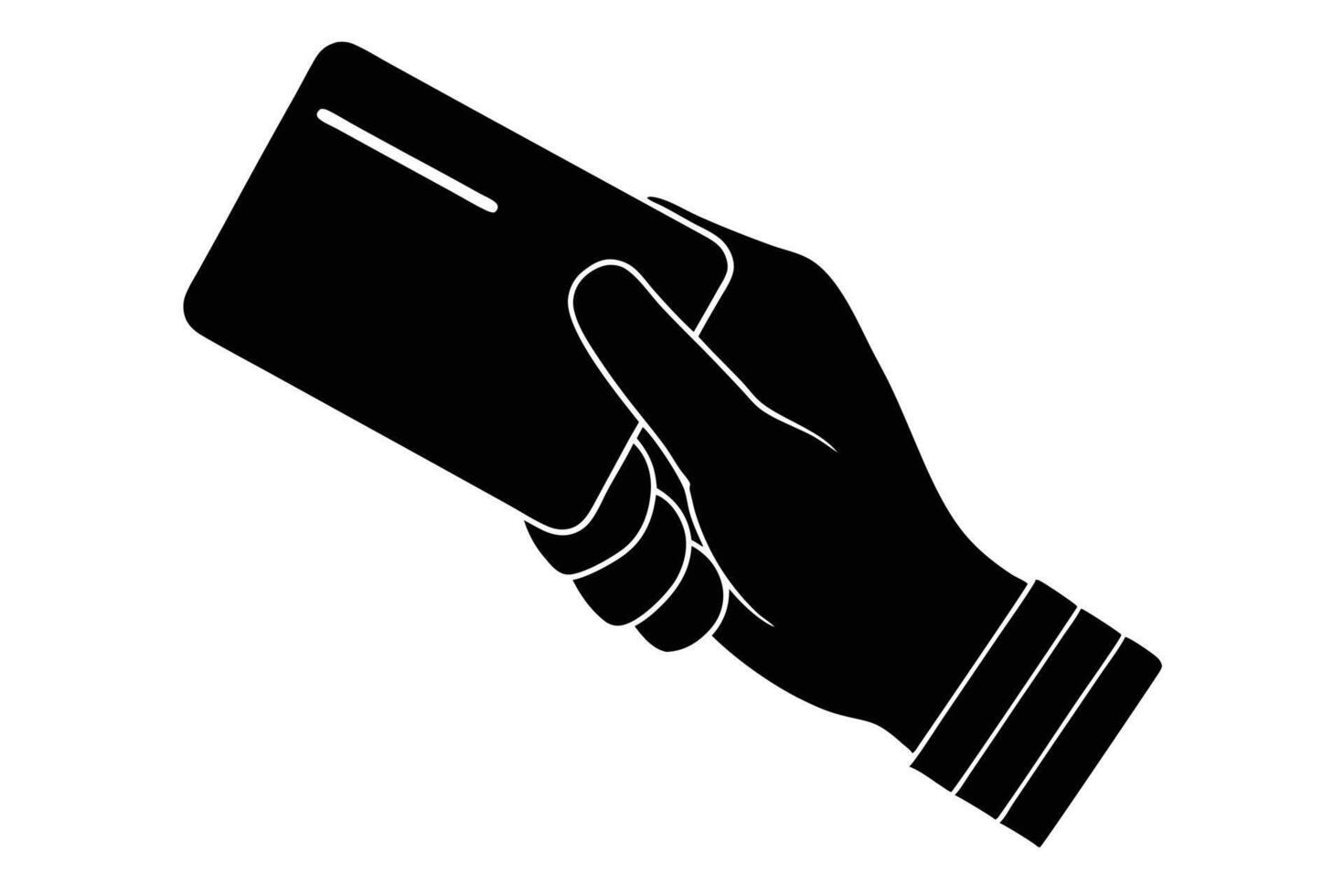 Silhouette Illustration Hand Holding Black Card for Payment or Identification Purposes vector