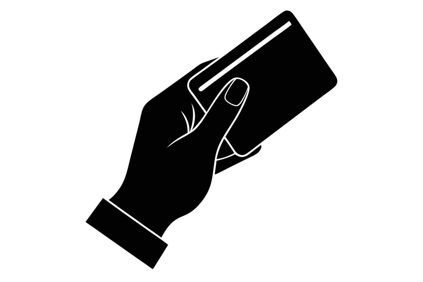 Isolated Black Hand Holding Payment Card for Financial Transactions and Security vector