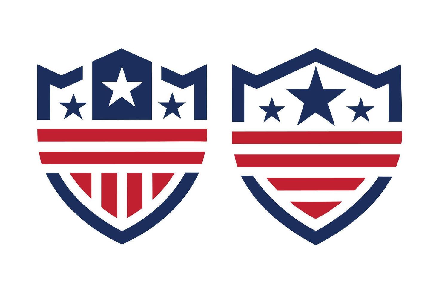 Patriotic Shields Illustration Red, White, and Blue USA Themed vector