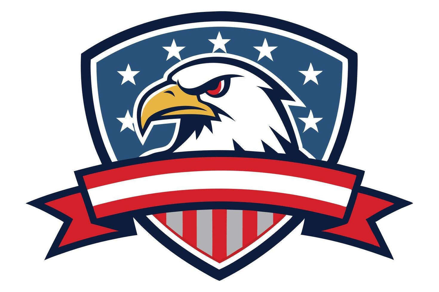 American Eagle on Shield with Stars and Stripes, Patriotic Design Illustration vector