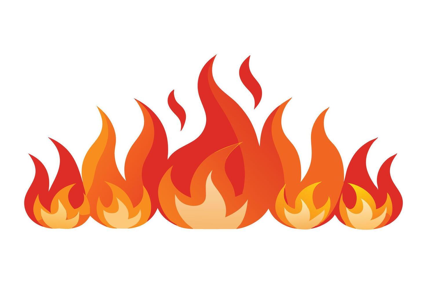Vibrant Cartoon Flames Detailed Illustration of Fiery Orange and Red Burning Icon vector