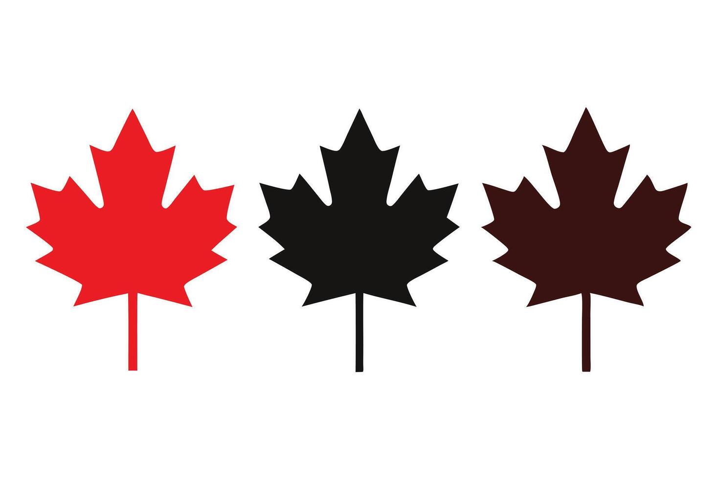 Trio of Maple Leaves in Varying Colors, Modern Illustration on White vector