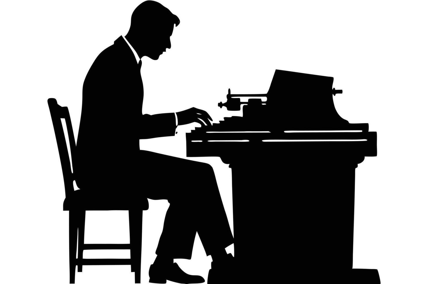 Silhouette of Man in Suit Playing Piano on Chair Illustration Design vector
