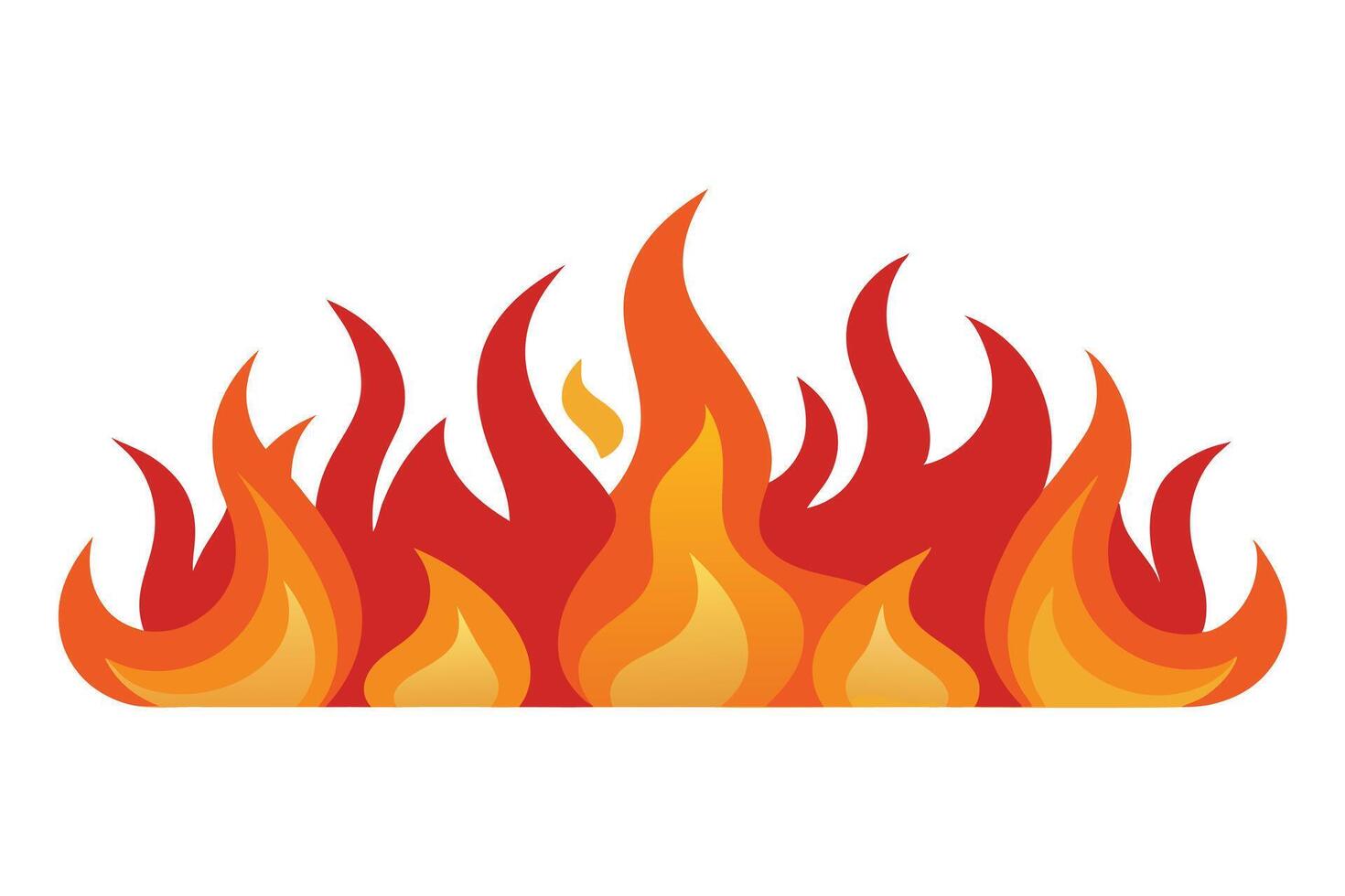 Vibrant Flames Illustration Fire Design with Orange, Yellow and Red Isolated on White vector