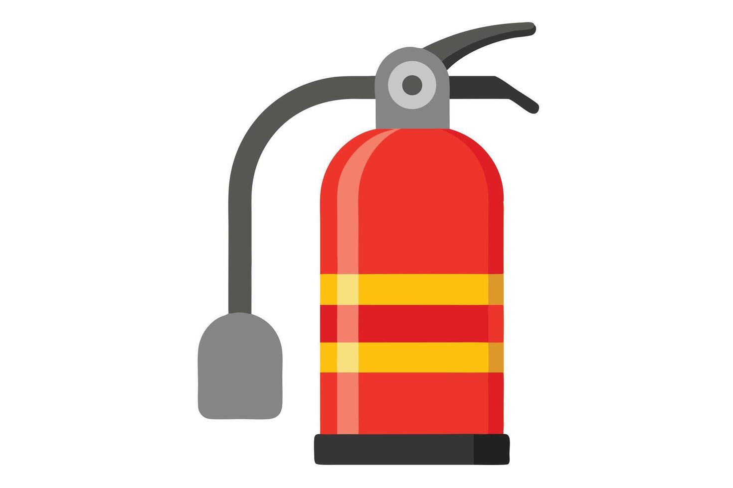 Cartoon Fire Extinguisher Illustration with Red Body and Yellow Stripes on White vector
