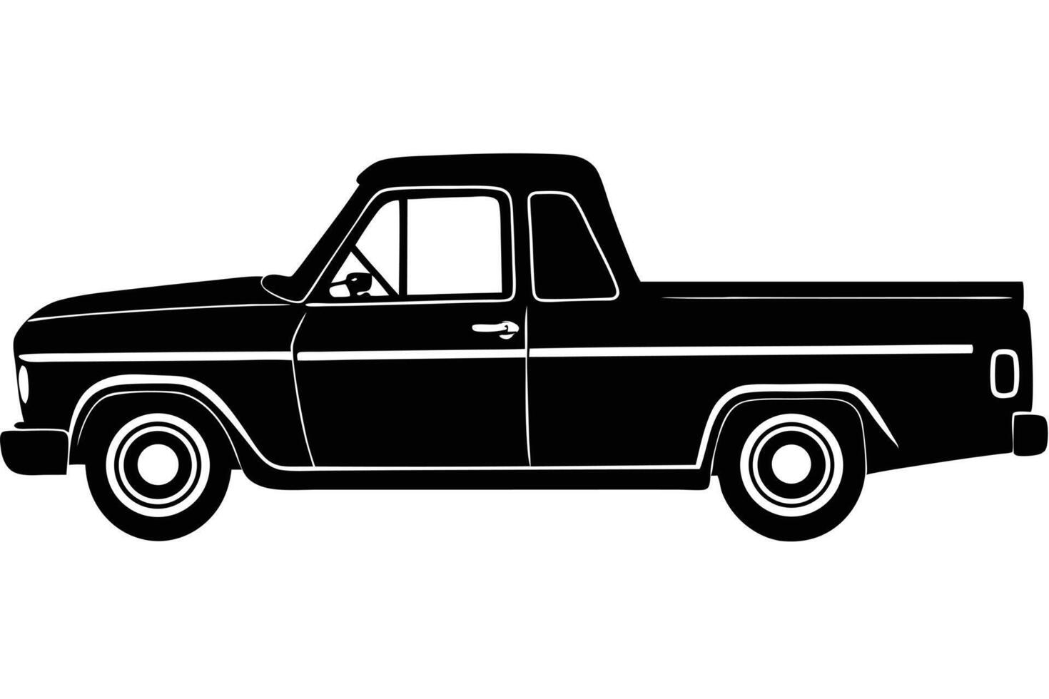 Silhouette Illustration of Classic American Pickup Truck Design with Clean Lines and Styling vector