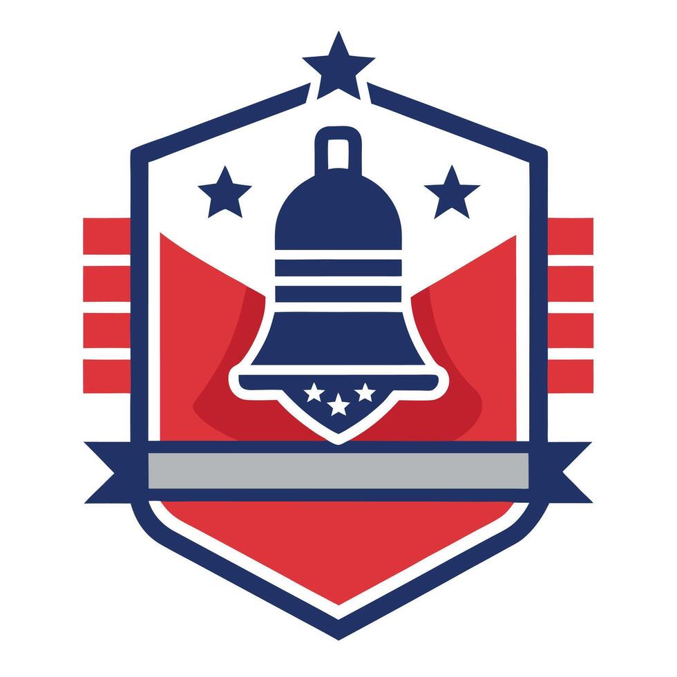Patriotic Badge Featuring a Navy Bell with Stars and Stripes Design Element vector