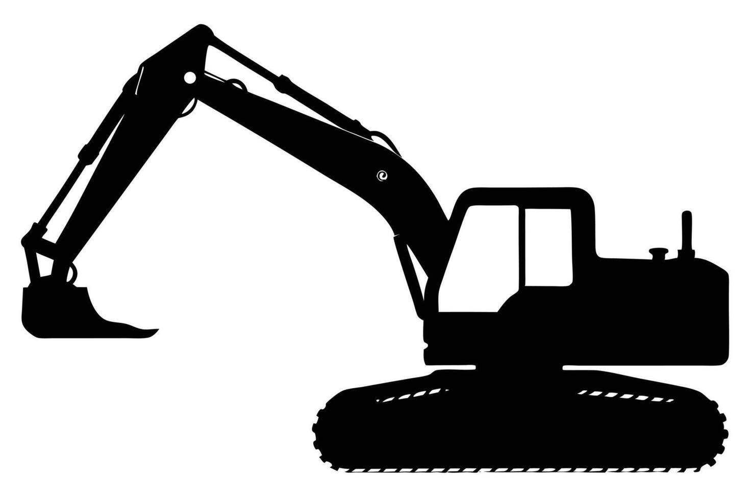 Heavy Machinery Isolated Black Silhouette of Powerful Excavator on White Background Illustration vector