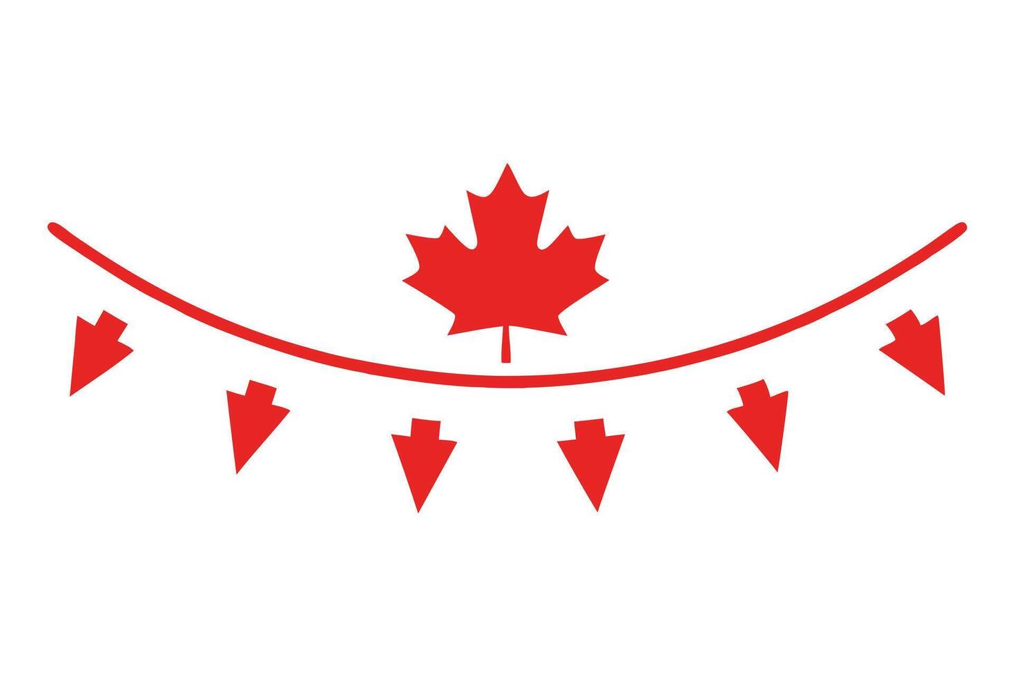 Red Maple Leaf with Curve and Arrows Pointing Downward, Isolated on White vector