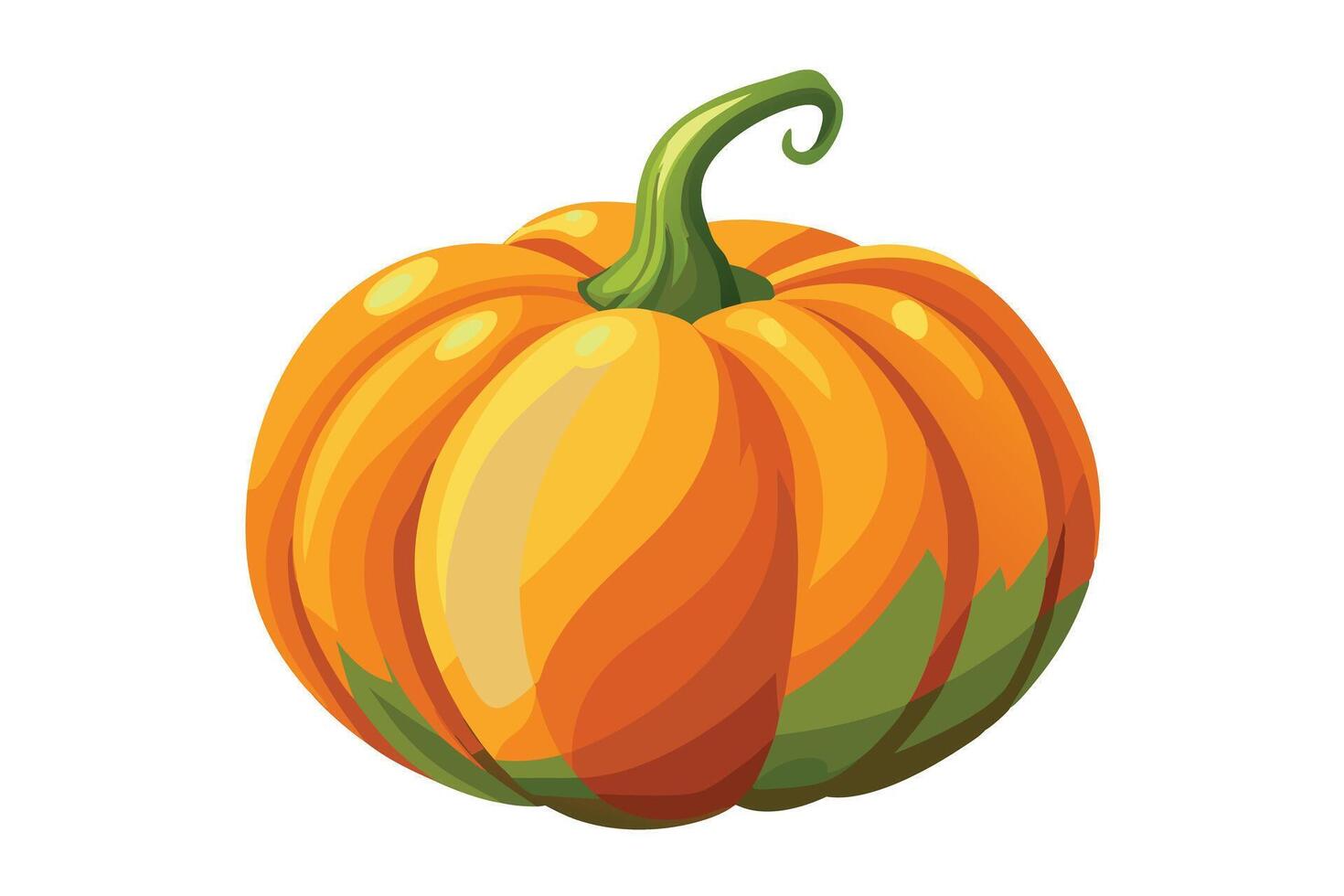 Orange Pumpkin Illustration with Green Stem and Textured Surface on a White Background vector