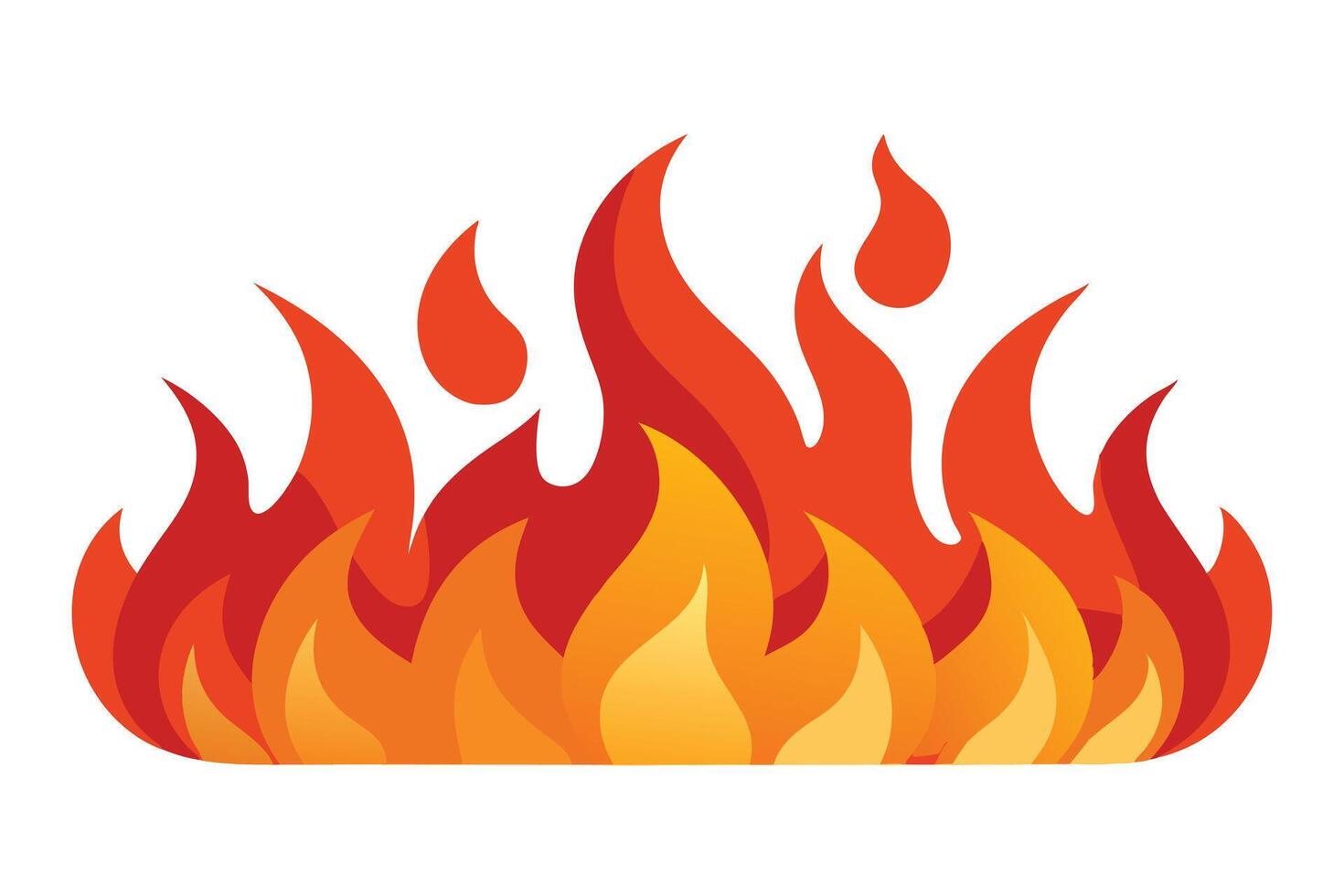 Cartoon Illustration of Fire Flames with Yellow and Orange Gradient Isolated on White vector