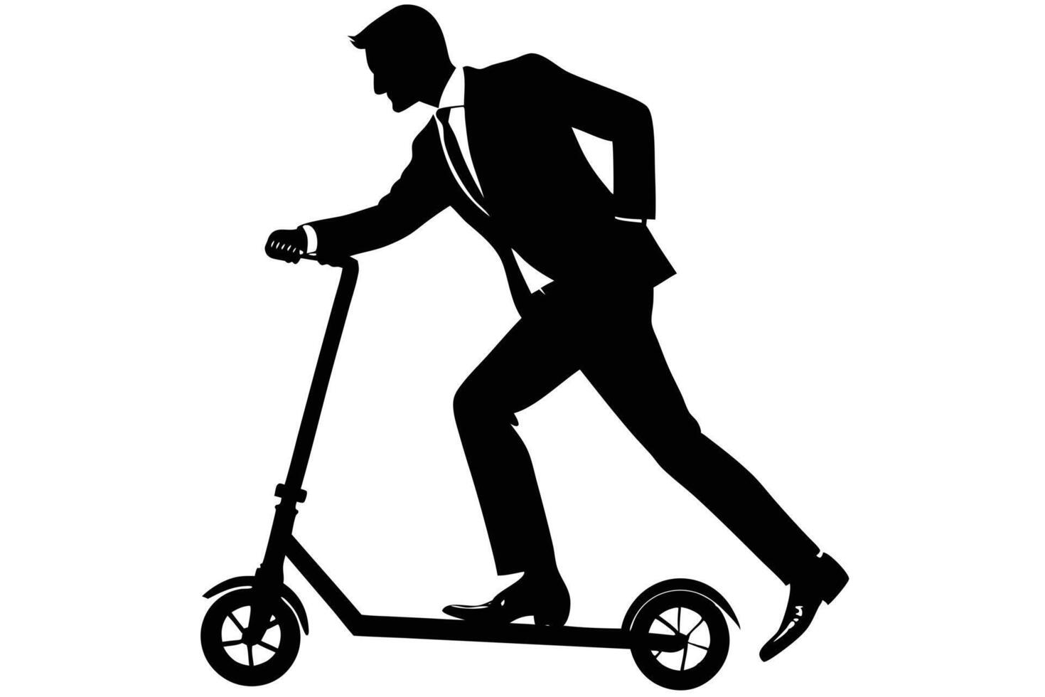 Silhouette of Businessman Riding Scooter Efficient Commute and Modern Transportation Concept Illustration vector