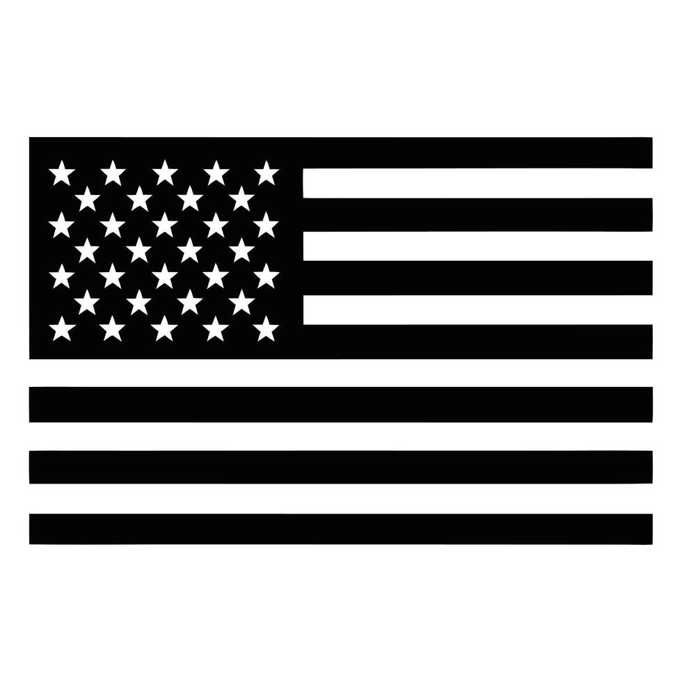 Monochrome United States Flag Illustration Featuring Stars and Stripes Design Element Graphics vector