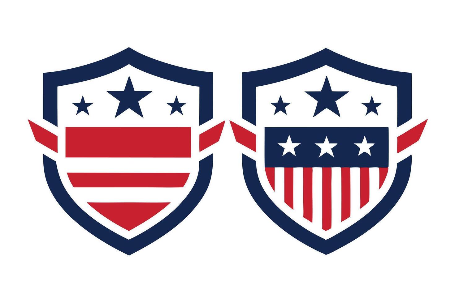 Patriotic Shields with Stars and Stripes Red, White, and Blue American Designs vector