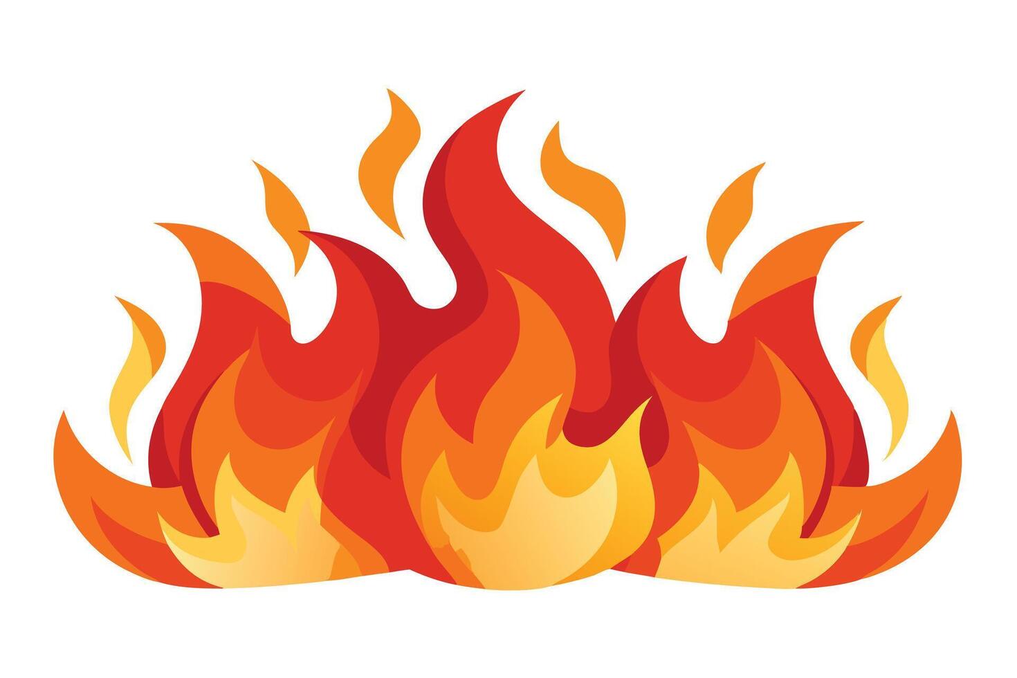 Cartoon Fire Flames with Gradient Effect, Red, Orange, and Yellow Isolated on White vector